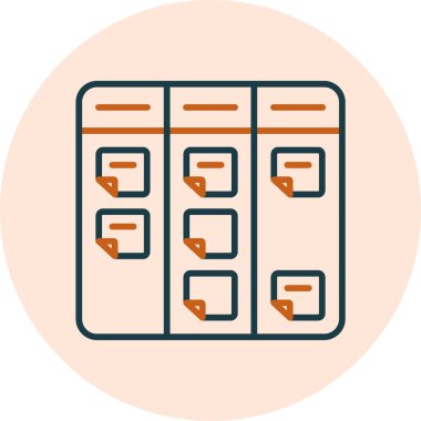Kanban akış şeması doğrusal simgesi. Not simgesi olan tahta. İş akışı yönetimi. Çalışmalar devam ediyor. Program sistemi. İnce çizgili çizim. Contour sembolü. Vektör çizimi. Düzenlenebilir vuruş