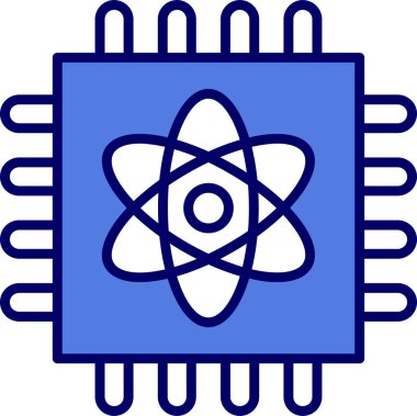 Kuantum hesaplaması. Web simgesi basit illüstrasyon