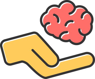 Beyin Simgesi Basit Vektör İllüstrasyonu 