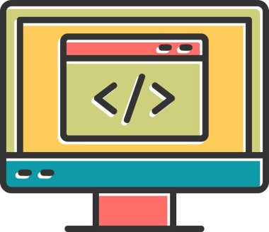 bilgisayar kodlama simgesi, vektör illüstrasyonu