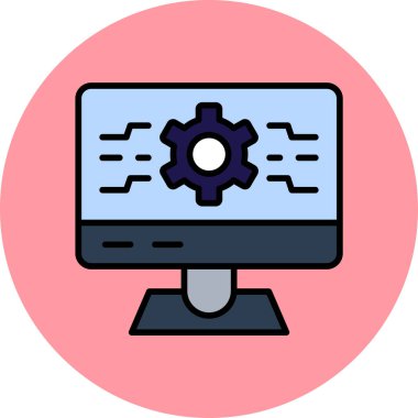 bilgisayar kodlama simgesi, vektör illüstrasyonu