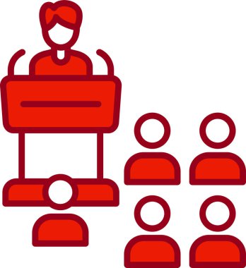 Ana hatlı biçim vektör illüstrasyon tasarımında konferans simgesi