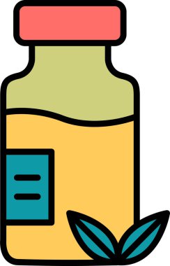 Bitkisel ilaç şişesi simgesinin web illüstrasyonu
