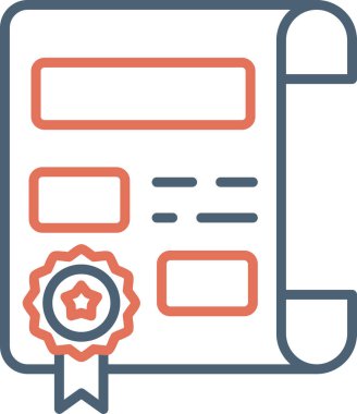 Sertifika simgesi ve vektör çizimi arkaplanda izole edildi