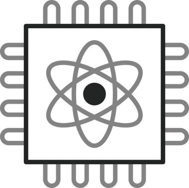 Kuantum hesaplaması. Web simgesi basit illüstrasyon