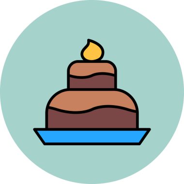 Doğum günü Keki simgesi, vektör illüstrasyonu 