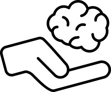 Beyin elinde. Web simgesi basit illüstrasyon 