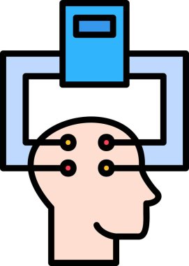 Elektroensefalogram ağ simgesi, vektör illüstrasyonu     