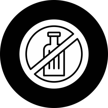 alkol yok, şişe simgesi, vektör illüstrasyonu