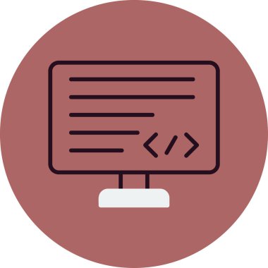 Kodlama ve Geliştirme konsepti simgesi, vektör illüstrasyonu basit tasarım