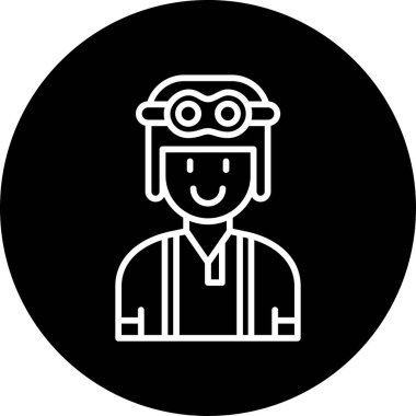 Kasklı ve gözlüklü pilot vektör çizimi