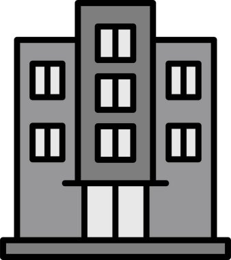 Otel binası simgesi, vektör illüstrasyonu