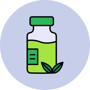 Bitkisel ilaç şişesi simgesinin web illüstrasyonu