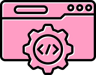 Özet vektör API için web arayüzü simgesi, ana hatlarla dizayn edilmiş.