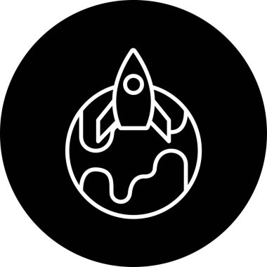 Uzay gemisi, roket simgesi vektör çizimi 