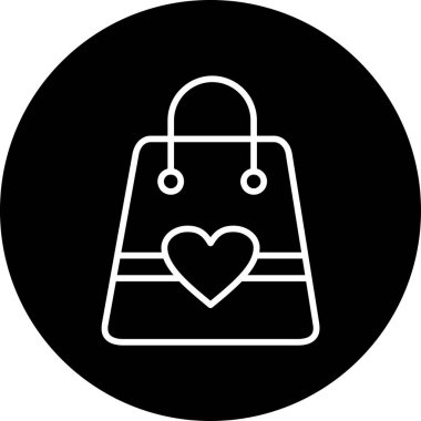 kalp alışveriş torbası ikon vektör illüstrasyonu
