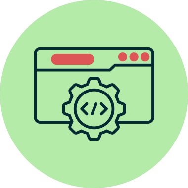 Özet vektör API için web arayüzü simgesi, ana hatlarla dizayn edilmiş.