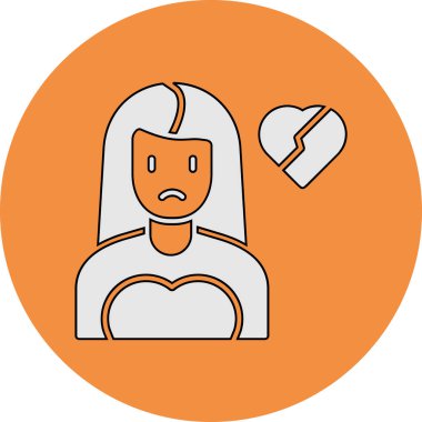 Kırık kalpli kadın, Kötü Geri bildirim simgesi, vektör illüstrasyonu 