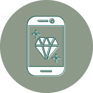Telefon ekranındaki elmas simgesi, vektör illüstrasyonu basit tasarım