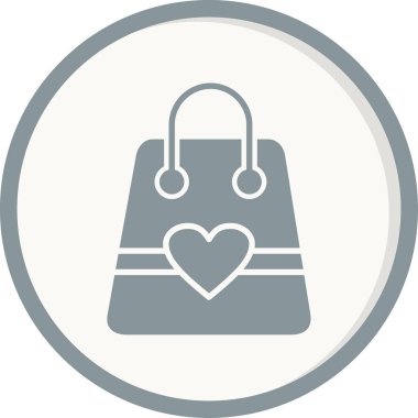 kalp alışveriş torbası ikon vektör illüstrasyonu