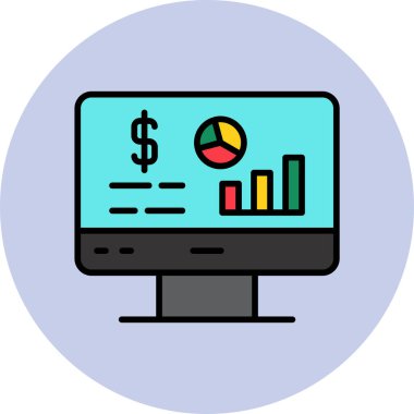 Veri Analizi işi ve finans ikonu vektör illüstrasyonuName