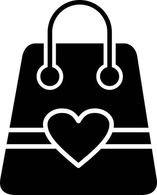 kalp alışveriş torbası ikon vektör illüstrasyonu