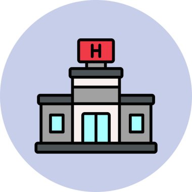 Hastane binası simgesi, vektör illüstrasyonu basit tasarım