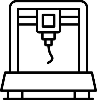 3d yazıcı simgesi, beyaz arkaplanda vektör illüstrasyonu