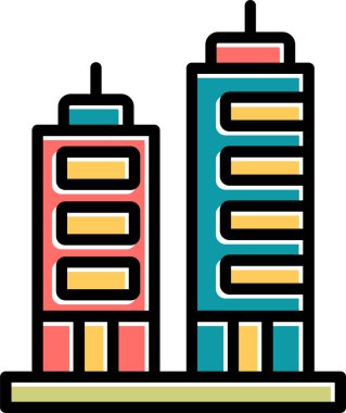 Şehir binası simgesi, vektör illüstrasyonu basit tasarım