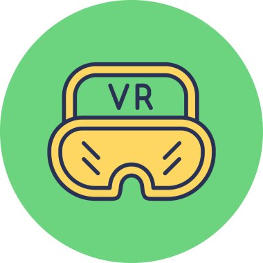 düz biçimli sanal gerçeklik başlığı simgesi izole edilmiş arkaplan vektörü çizimi. 