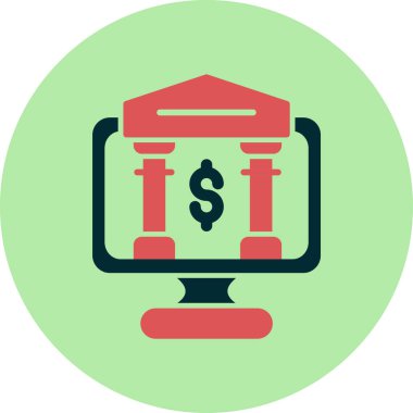 çevrimiçi bankacılık düz vektör simgesi.