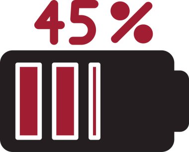 Pil Yüzdesi simgesi, vektör illüstrasyonu