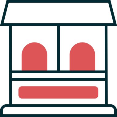 Bilet ofisi binası. Web simgesi basit illüstrasyon