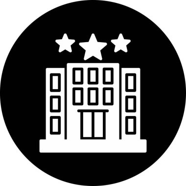 Otel binası simgesi, vektör illüstrasyonu