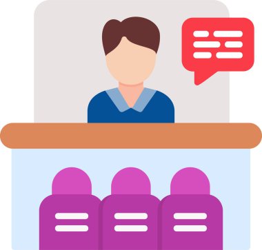 Ana hatlı biçim vektör illüstrasyon tasarımında konferans simgesi