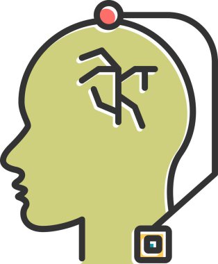 Deep Brain Stimulation, Neurotechnology concept, impulse neural network icon clipart