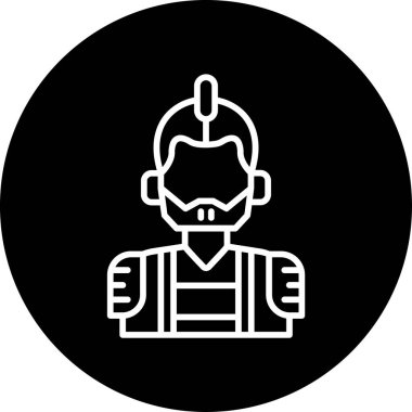 Kahraman maskesi takan kararlı bir ifadeyle basit bir süper kahraman çizimi.