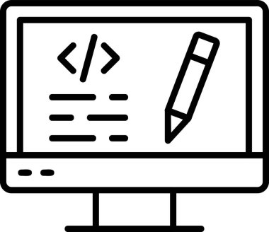 bilgisayar kodlama simgesi, vektör illüstrasyonu