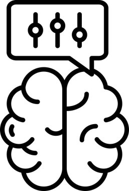 Beyin Simgesi Basit Vektör İllüstrasyonu 