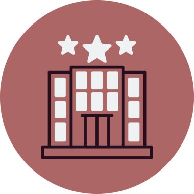 Otel binası simgesi, vektör illüstrasyonu