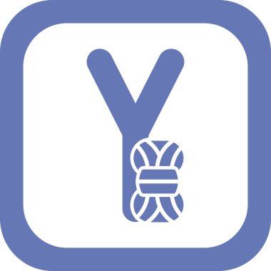 Ağ alfabesi için soyut düz renk Y harfi ve iplik işareti