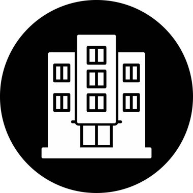 Otel binası simgesi, vektör illüstrasyonu