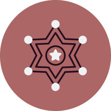 Şerif rozet simgesi, vektör illüstrasyonu