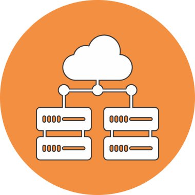 Soyut büyük verileri gösteren web merkezli düz vektör simgesi.
