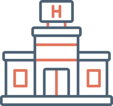 Hastane binası simgesi, vektör illüstrasyonu basit tasarım