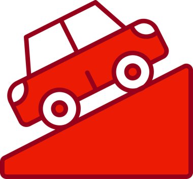 Araba yokuş yukarı gidiyor. Web simgesi basit illüstrasyon  