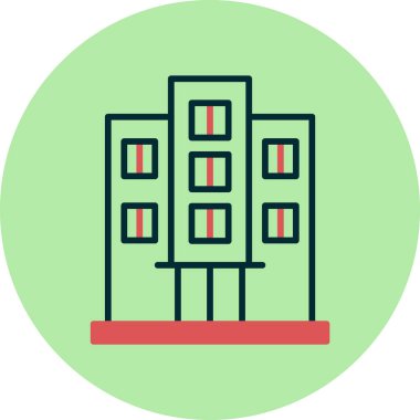 Otel binası simgesi, vektör illüstrasyonu