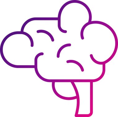 Beyin Simgesi Basit Vektör İllüstrasyonu 