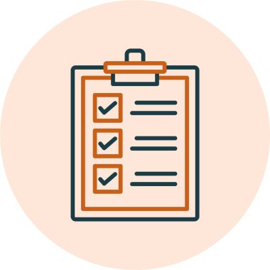 Dijital uygulamalar için tasarlanmış bir kontrol listesi simgesinin grafiksel temsili.