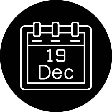 Çevrimiçi arayüzler için Aralık ayını vurgulayan soyut vektör biçiminde bir takvim simgesi.